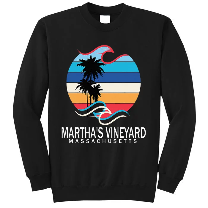 MarthaS Vineyard Massachusetts Beach Retro Surfboarder Tall Sweatshirt