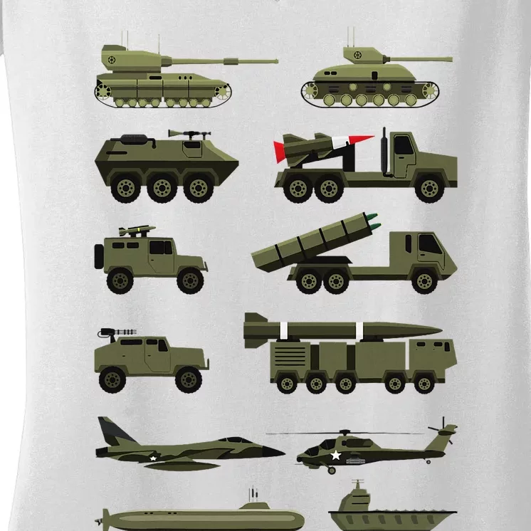 Military Vehicles Military Boy And Girl Tank Lover Women's V-Neck T-Shirt