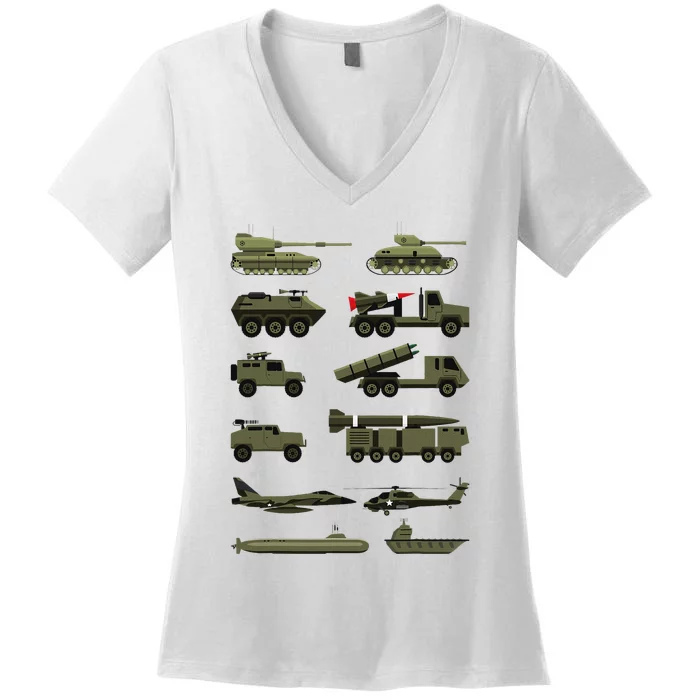 Military Vehicles Military Boy And Girl Tank Lover Women's V-Neck T-Shirt