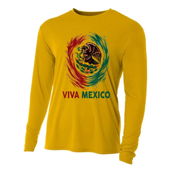 Mexican Viva Mexico Independence Day Flag Cooling Performance Long Sleeve Crew