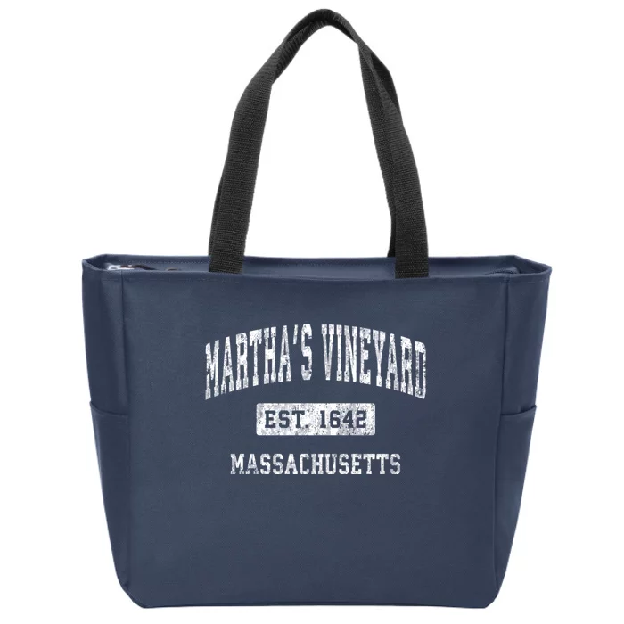 MarthaS Vineyard Massachusetts Vintage Established Sports Zip Tote Bag