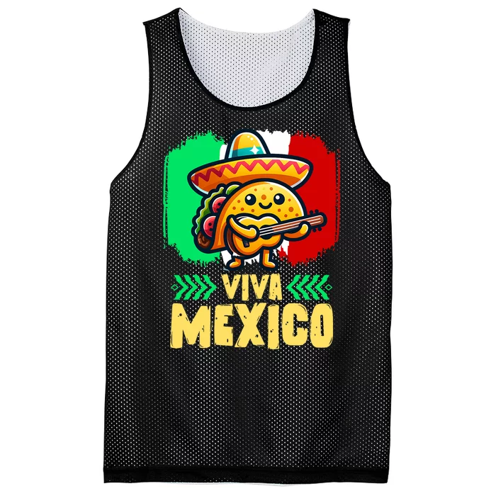 Mexican Viva Mexico Independence Day Flag Cute Taco Mesh Reversible Basketball Jersey Tank