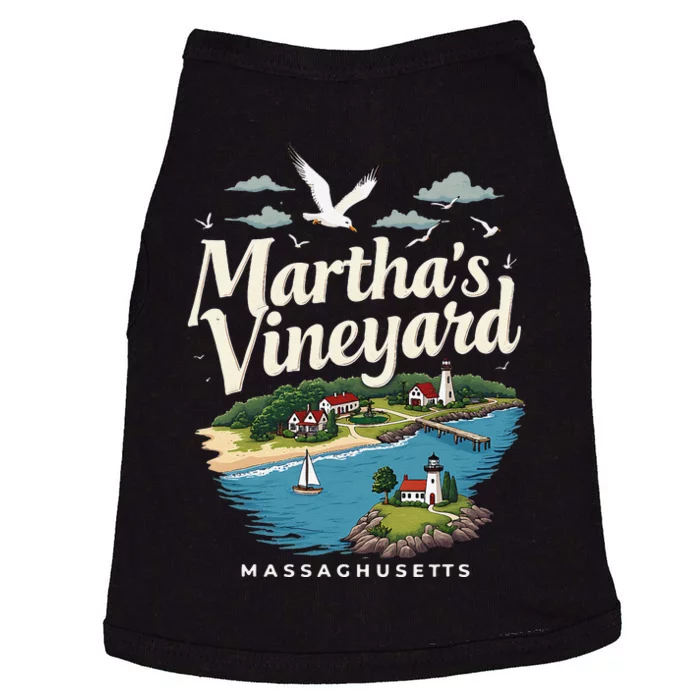 MarthaS Vineyard Massachusetts Scenic Island Illustration Doggie Tank