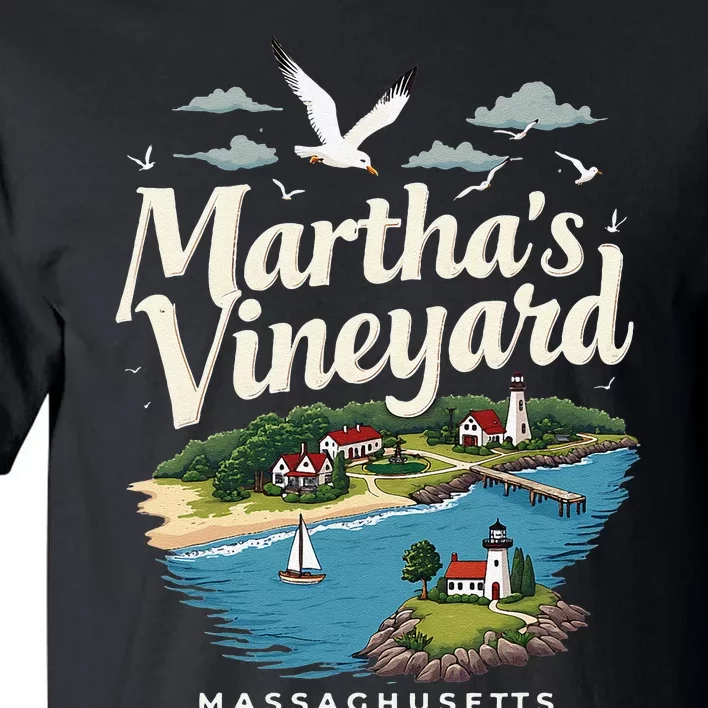 MarthaS Vineyard Massachusetts Scenic Island Illustration Tall T-Shirt