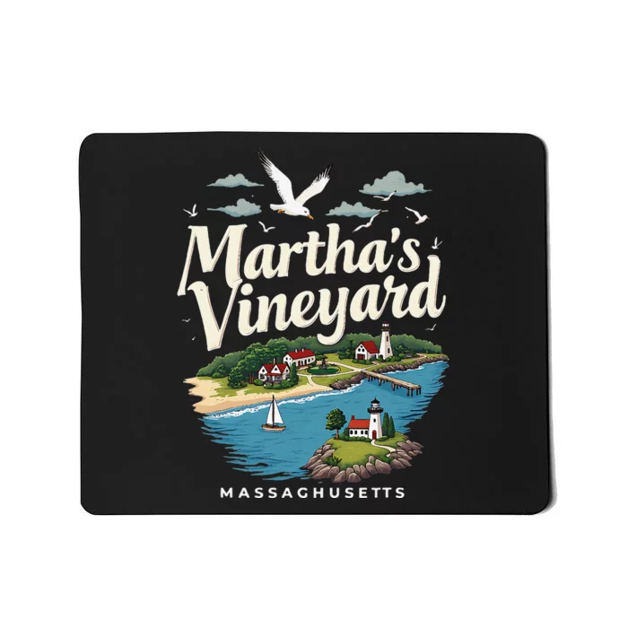 MarthaS Vineyard Massachusetts Scenic Island Illustration Mousepad