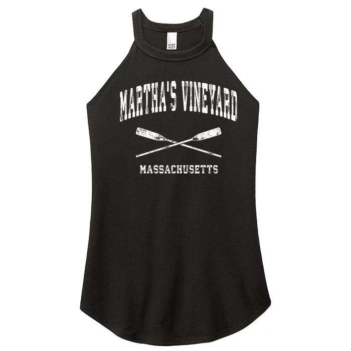 Martha's Vineyard Massachusetts Vintage Nautical Crossed Oar Gift Women’s Perfect Tri Rocker Tank