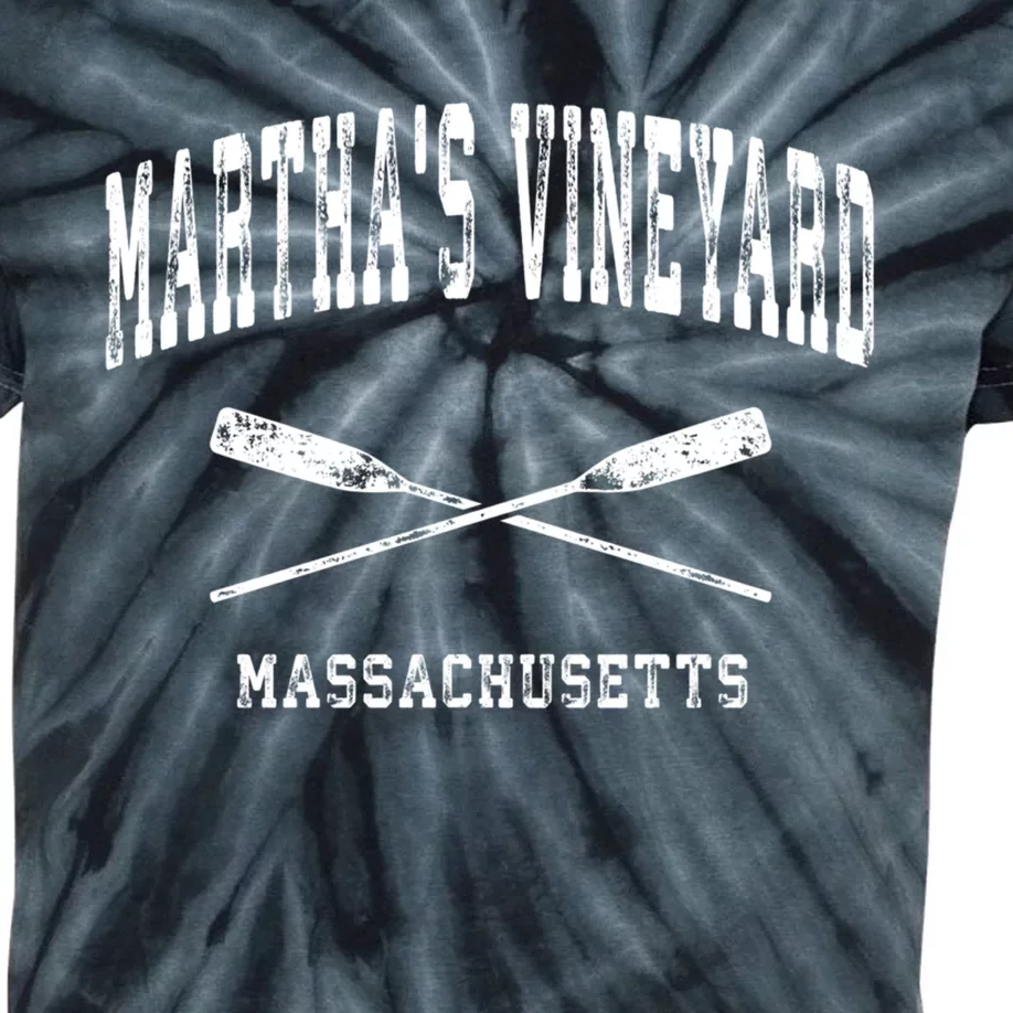 Martha's Vineyard Massachusetts Vintage Nautical Crossed Oar Gift Kids Tie-Dye T-Shirt