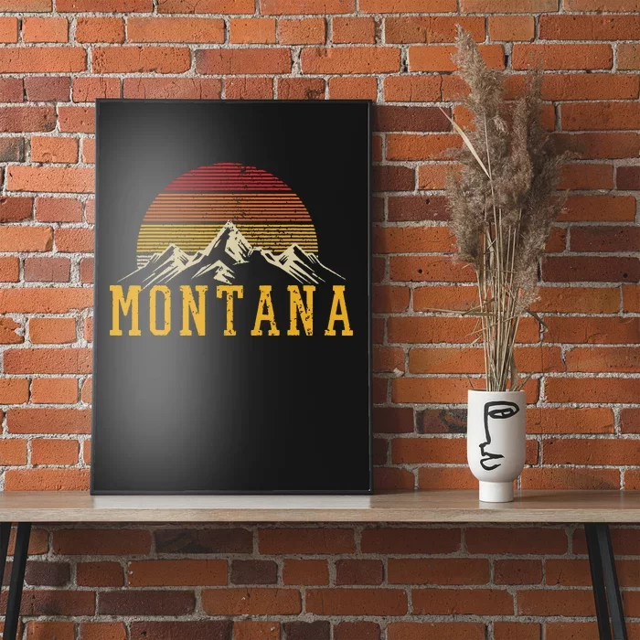 Montana Vintage Mountains Nature Hiking Outdoor Gift Poster