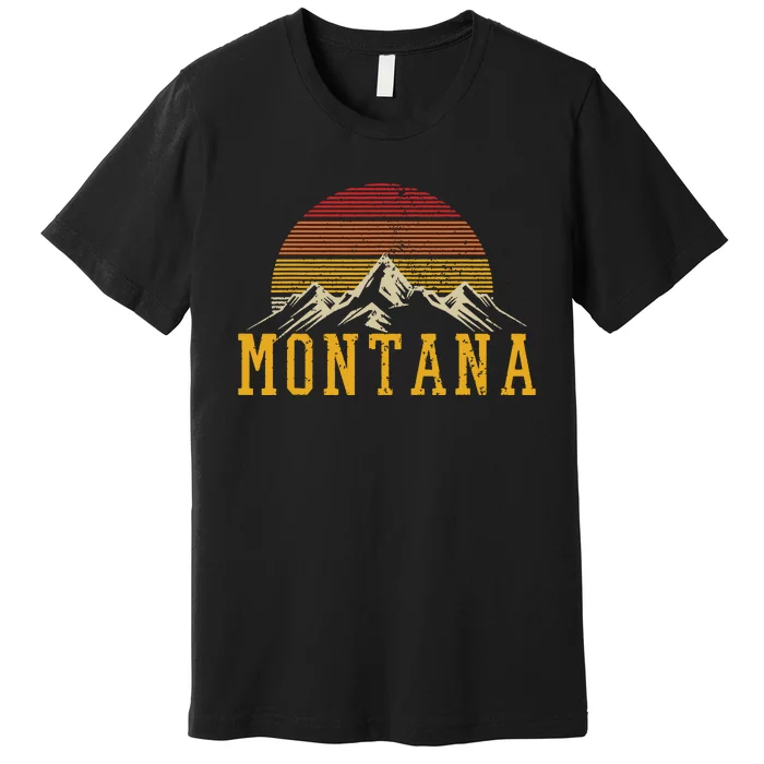 Montana Vintage Mountains Nature Hiking Outdoor Gift Premium T-Shirt