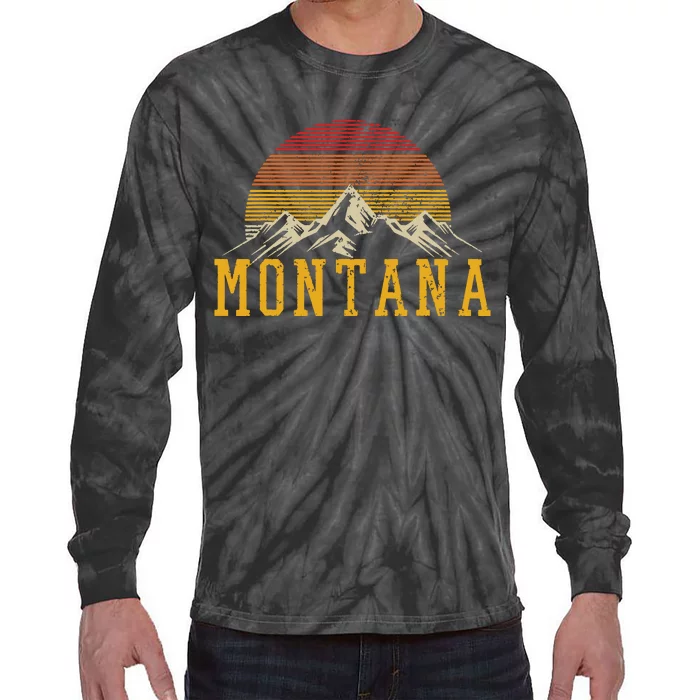 Montana Vintage Mountains Nature Hiking Outdoor Gift Tie-Dye Long Sleeve Shirt