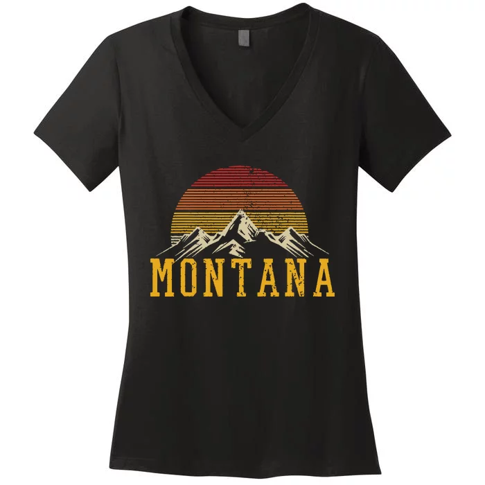 Montana Vintage Mountains Nature Hiking Outdoor Gift Women's V-Neck T-Shirt