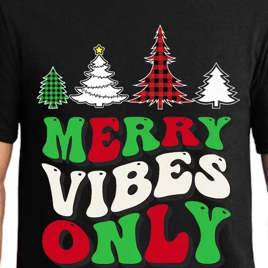 Merry Vibes Only Groovy Christmas Tree Pajama Set