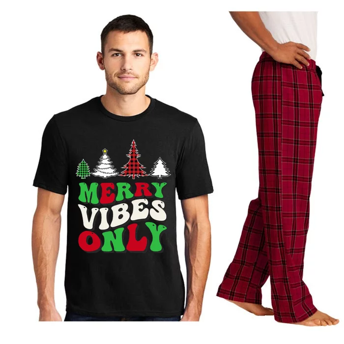 Merry Vibes Only Groovy Christmas Tree Pajama Set