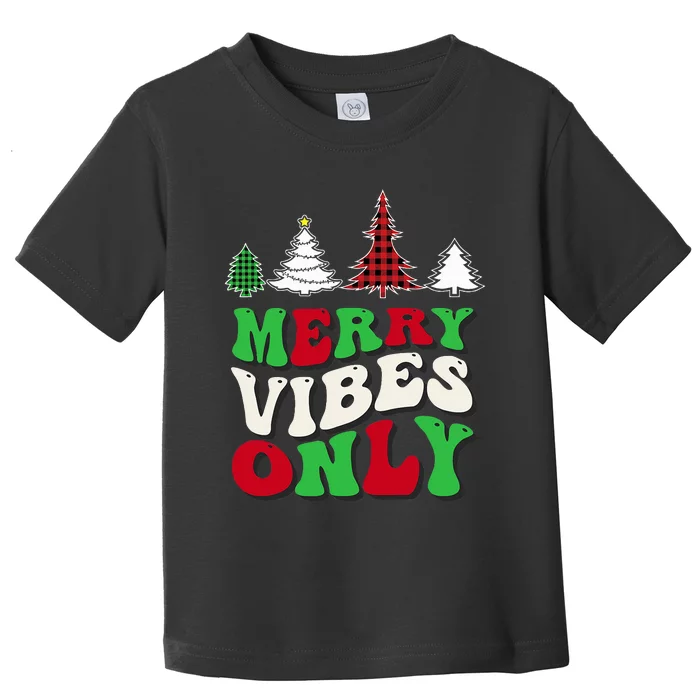 Merry Vibes Only Groovy Christmas Tree Toddler T-Shirt