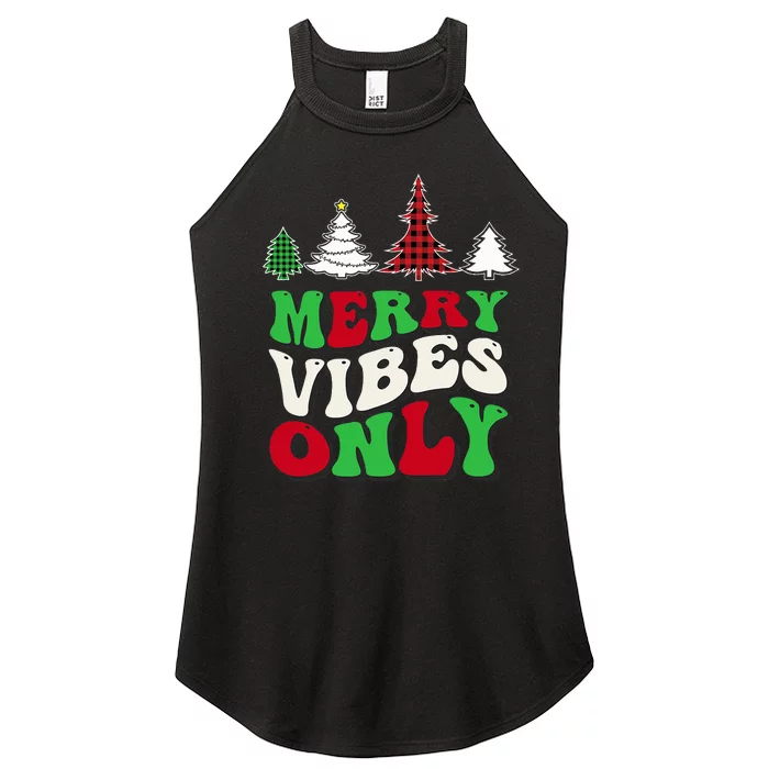 Merry Vibes Only Groovy Christmas Tree Women’s Perfect Tri Rocker Tank