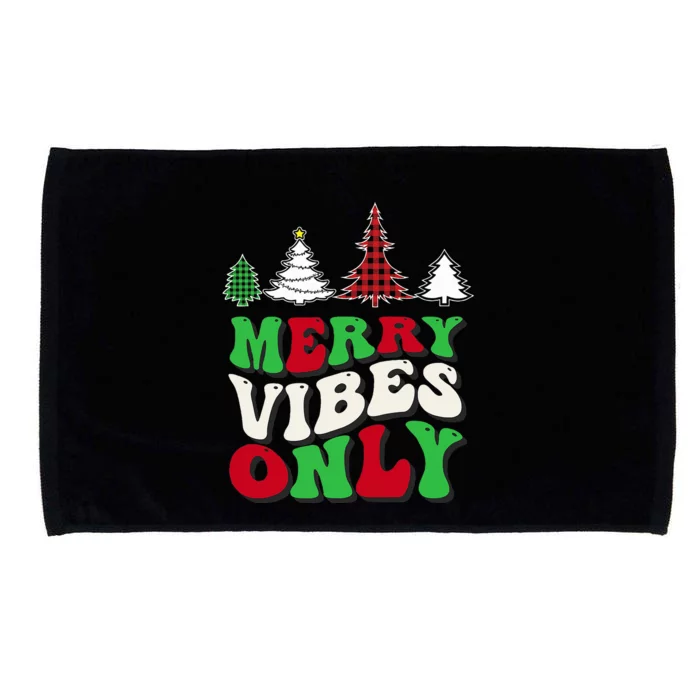 Merry Vibes Only Groovy Christmas Tree Microfiber Hand Towel