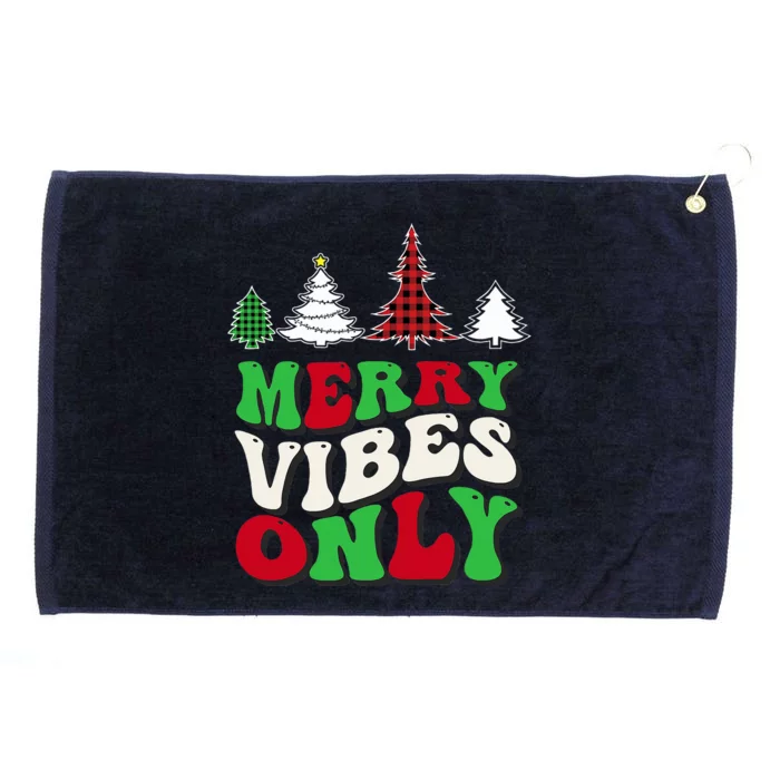 Merry Vibes Only Groovy Christmas Tree Grommeted Golf Towel