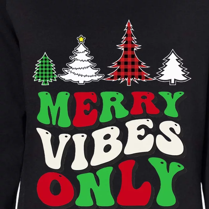 Merry Vibes Only Groovy Christmas Tree Womens California Wash Sweatshirt