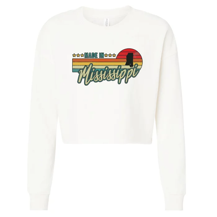 Mississippi Vintage Proud Women Gift Cropped Pullover Crew