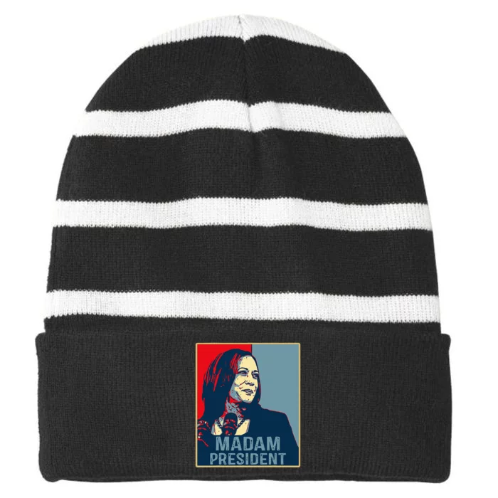 Madam Vice President Kamala Harris For President 2024 Striped Beanie with Solid Band