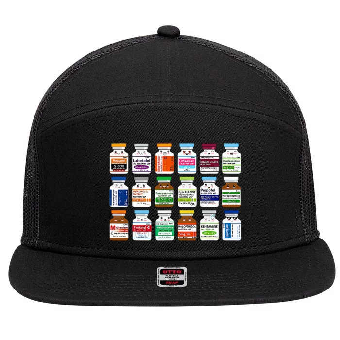 Medication Vial Pharmacist Pharmacy Technician Nursing 7 Panel Mesh Trucker Snapback Hat