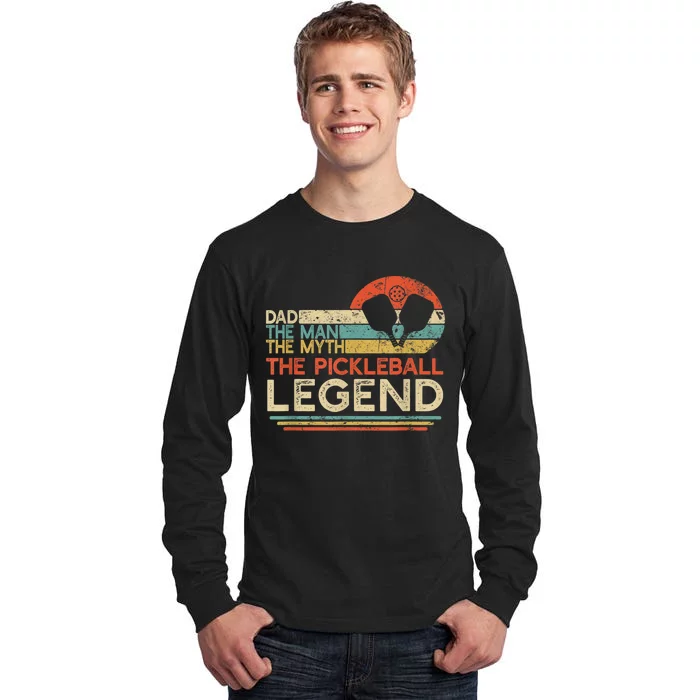 Men Vintage Pickleball Dad The Man The Myth The Legend Tall Long Sleeve T-Shirt