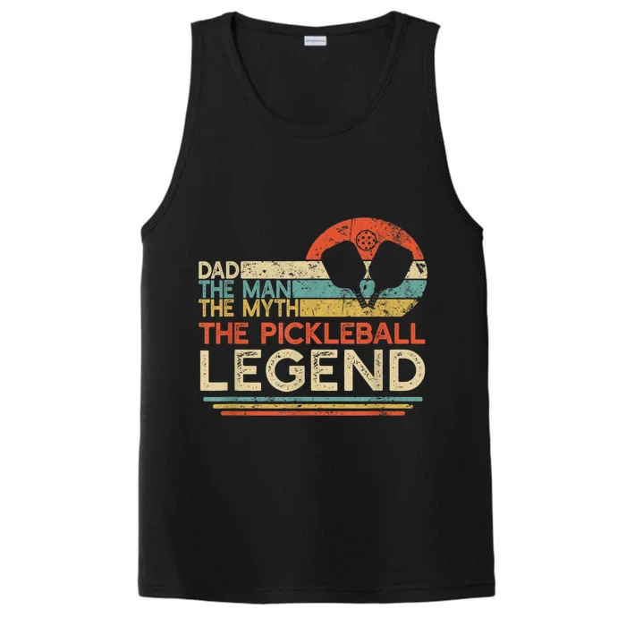 Men Vintage Pickleball Dad The Man The Myth The Legend Performance Tank