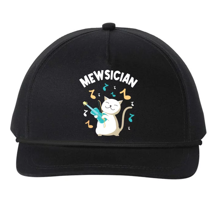 Mewsician Violin Player Cat Violinist Musician Snapback Five-Panel Rope Hat