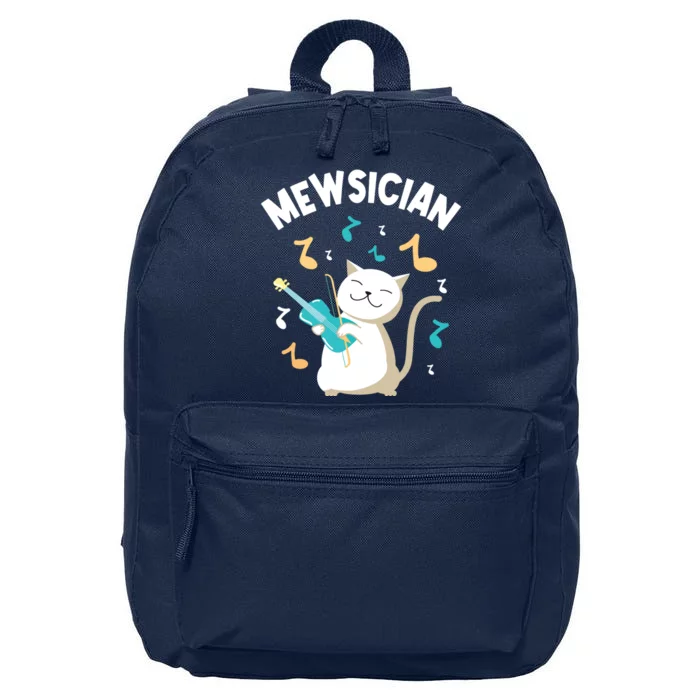 Mewsician Violin Player Cat Violinist Musician 16 in Basic Backpack