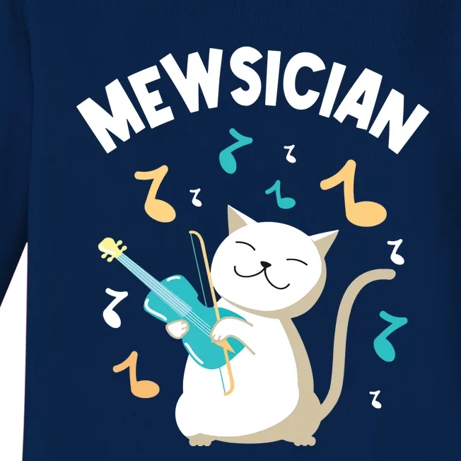 Mewsician Violin Player Cat Violinist Musician Baby Long Sleeve Bodysuit