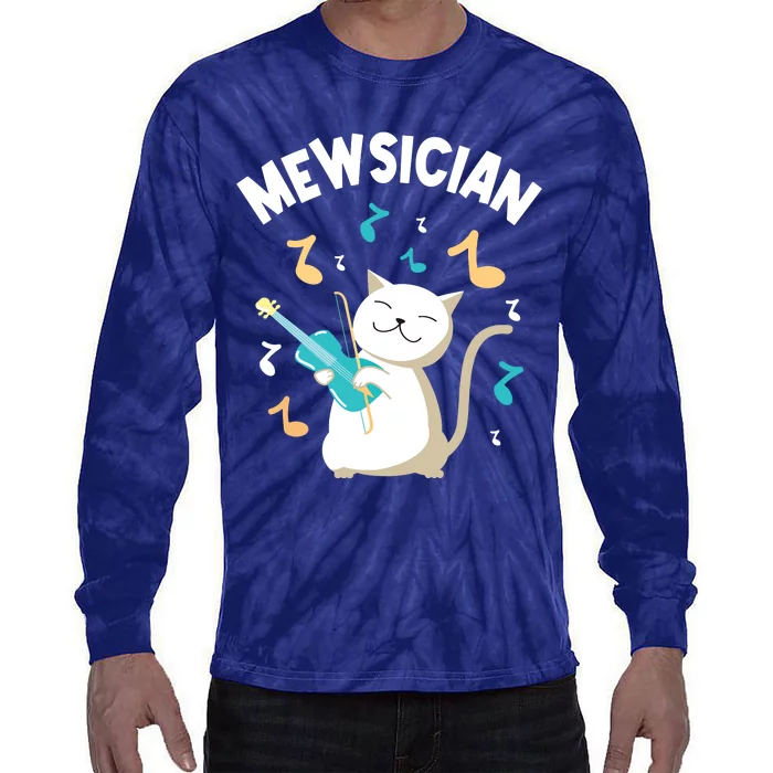 Mewsician Violin Player Cat Violinist Musician Tie-Dye Long Sleeve Shirt