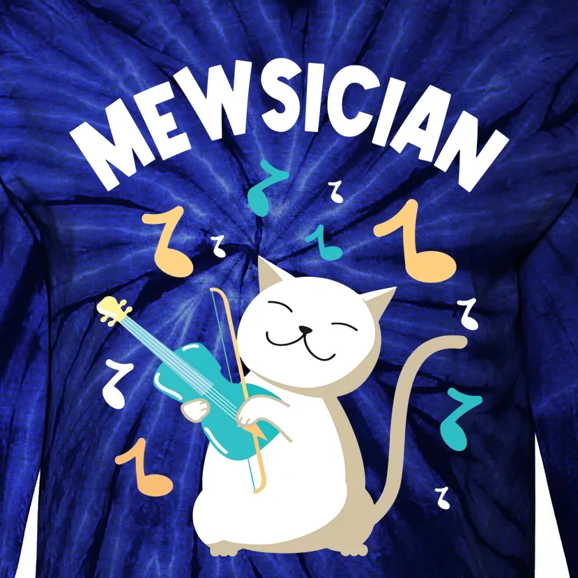 Mewsician Violin Player Cat Violinist Musician Tie-Dye Long Sleeve Shirt