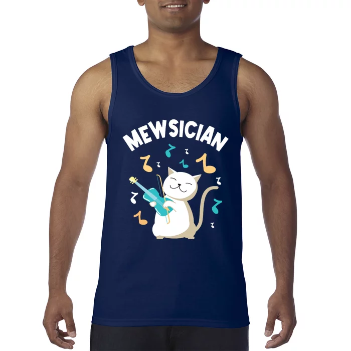 Mewsician Violin Player Cat Violinist Musician Tank Top