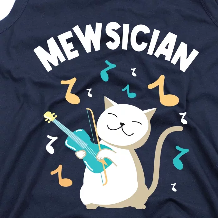 Mewsician Violin Player Cat Violinist Musician Tank Top