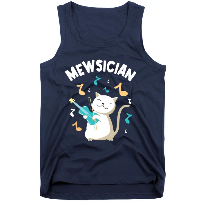 Mewsician Violin Player Cat Violinist Musician Tank Top