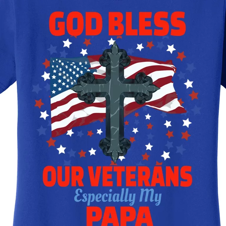 Military Veteran Papa For Proud Granddaughter Grandson Gift Women's T-Shirt