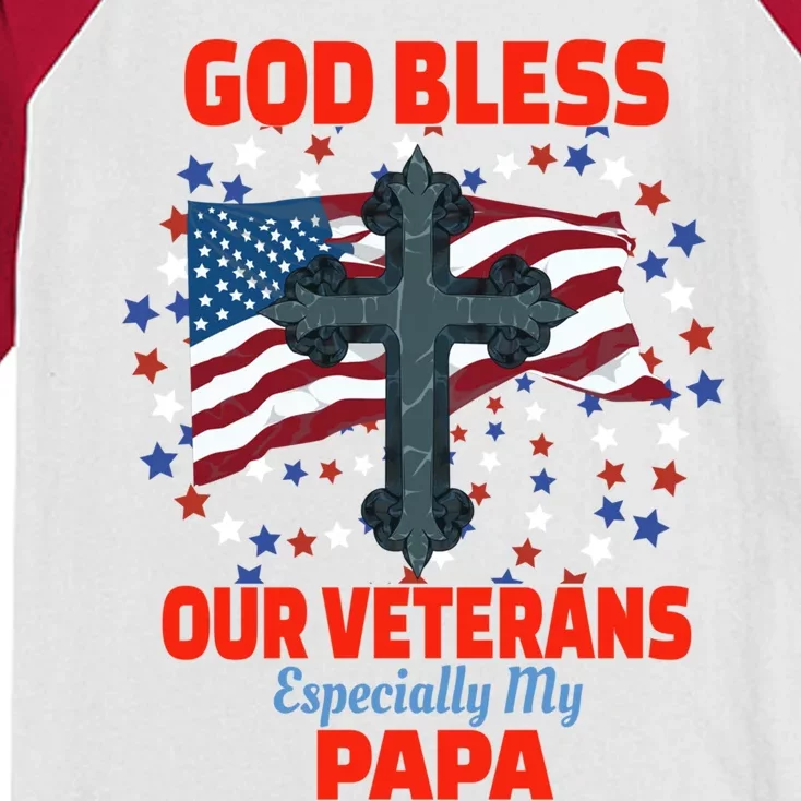 Military Veteran Papa For Proud Granddaughter Grandson Gift Kids Colorblock Raglan Jersey