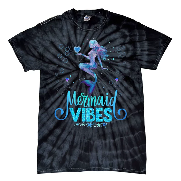 Mermaid Vibes Party Mermaid Tail Matching Family Halloween Tie-Dye T-Shirt