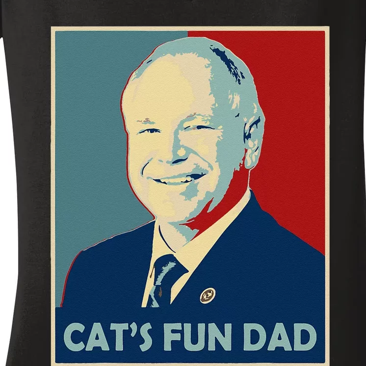 Mr Vice President Of America 2024 Tim Walz CatS Fun Dad Women's V-Neck T-Shirt