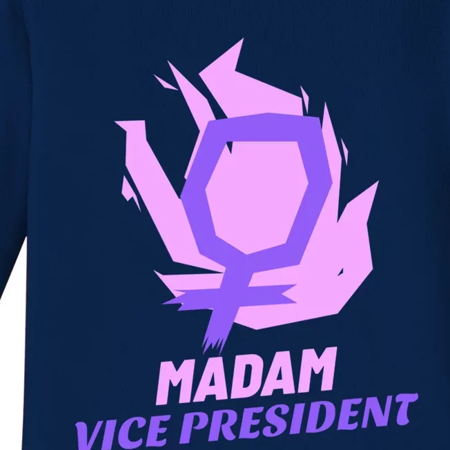 Madam Vice President Purple Feminist Symbol Great Gift Baby Long Sleeve Bodysuit