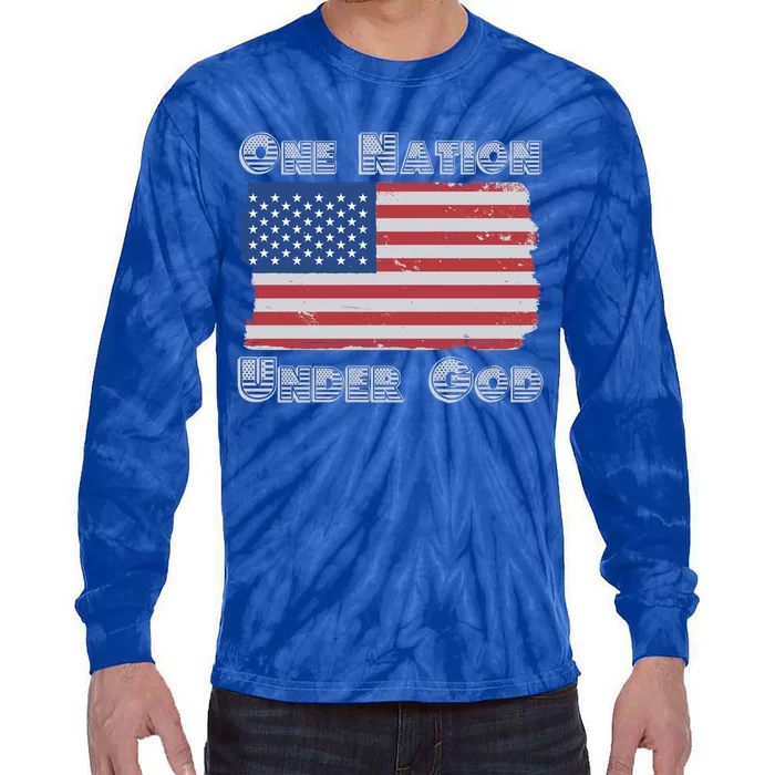 Military Veterans Patriotic Americans One Nation Under God Gift Tie-Dye Long Sleeve Shirt