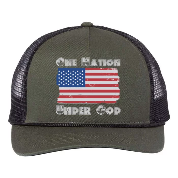 Military Veterans Patriotic Americans One Nation Under God Gift Retro Rope Trucker Hat Cap