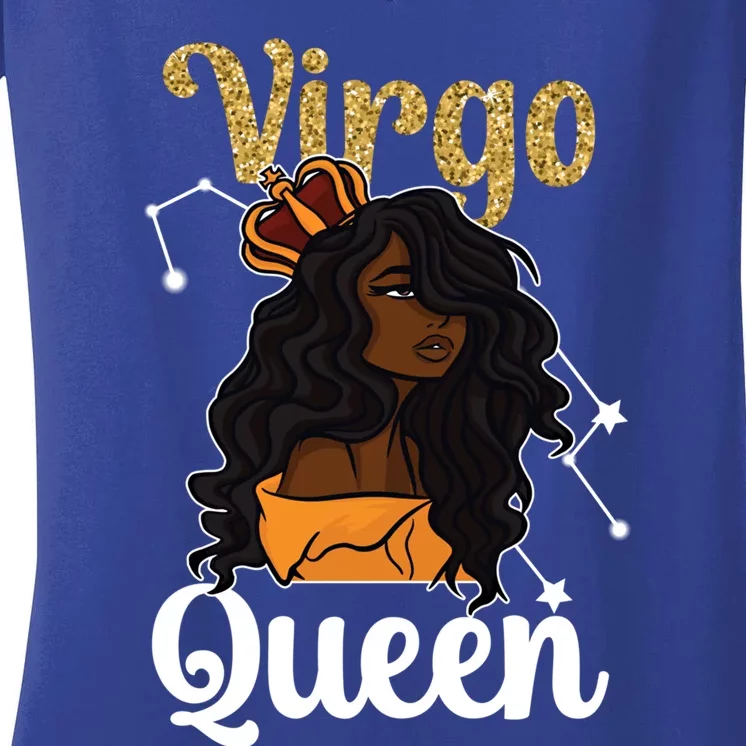 Melanin Virgo Queen Black Virgo Zodiac Sign Virgo Horoscope Cool Gift Women's V-Neck T-Shirt