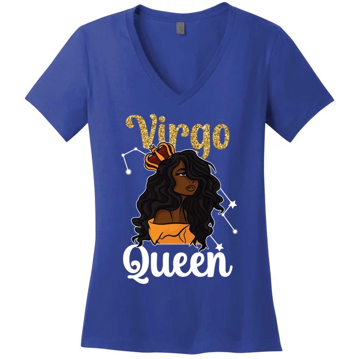 Melanin Virgo Queen Black Virgo Zodiac Sign Virgo Horoscope Cool Gift Women's V-Neck T-Shirt