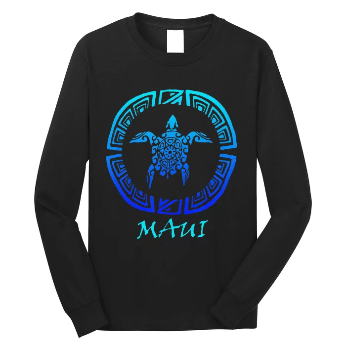 Maui Vintage Retro Tribal Sea Turtle Throwback Long Sleeve Shirt