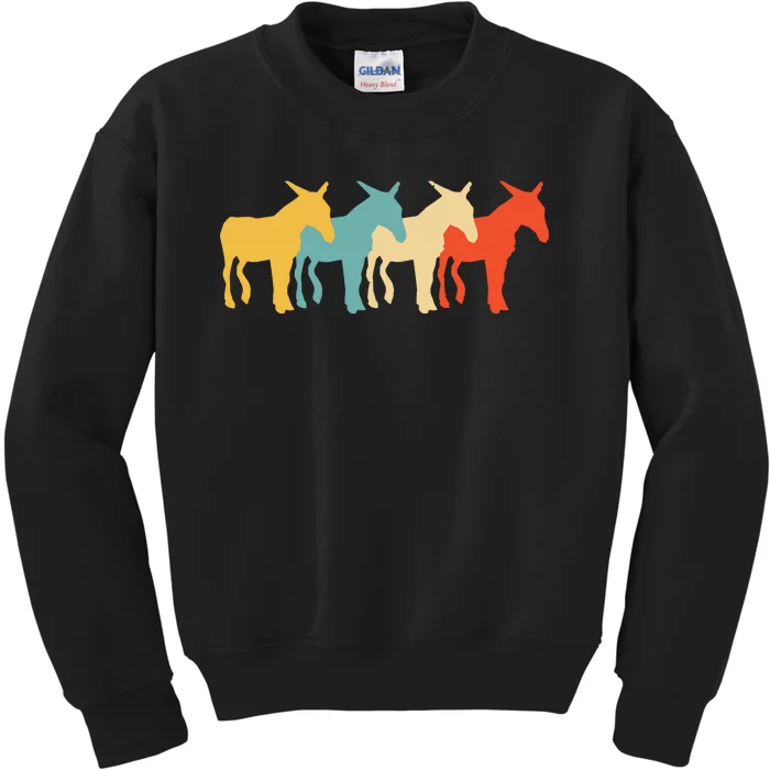 Mule Vintage Retro Donkey Horse Hybrid Lover 60s 70s Gift Kids Sweatshirt