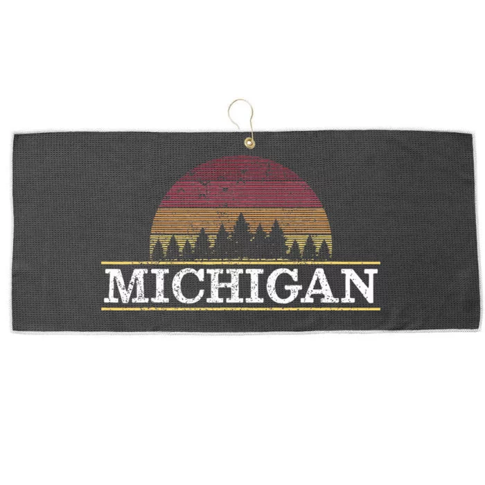 Michigan Vintage Retro Nature Outdoor Souvenir Gift Large Microfiber Waffle Golf Towel