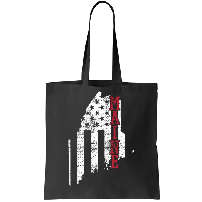 Maine Vintage Retro Usa Flag America Merica 4th Of July Tote Bag