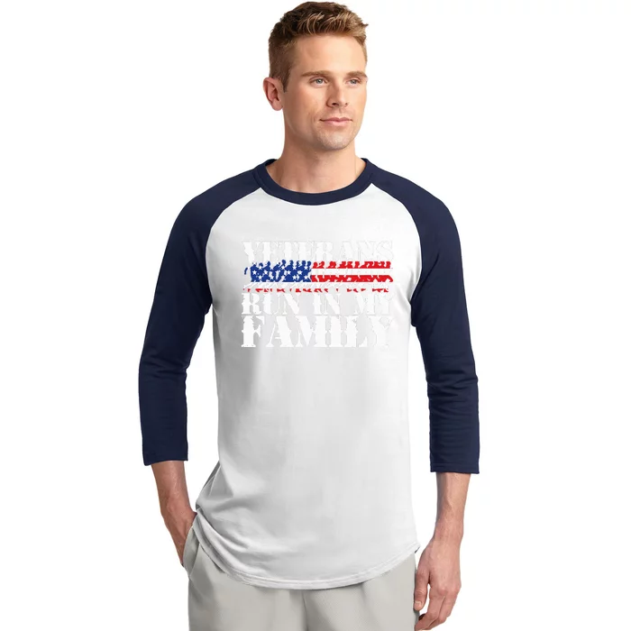 Military Veterans Run in My Family Running Baseball Sleeve Shirt