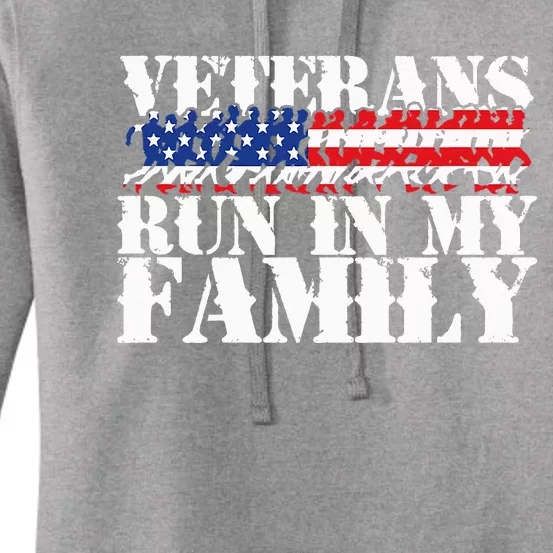 Military Veterans Run in My Family Running Women's Pullover Hoodie